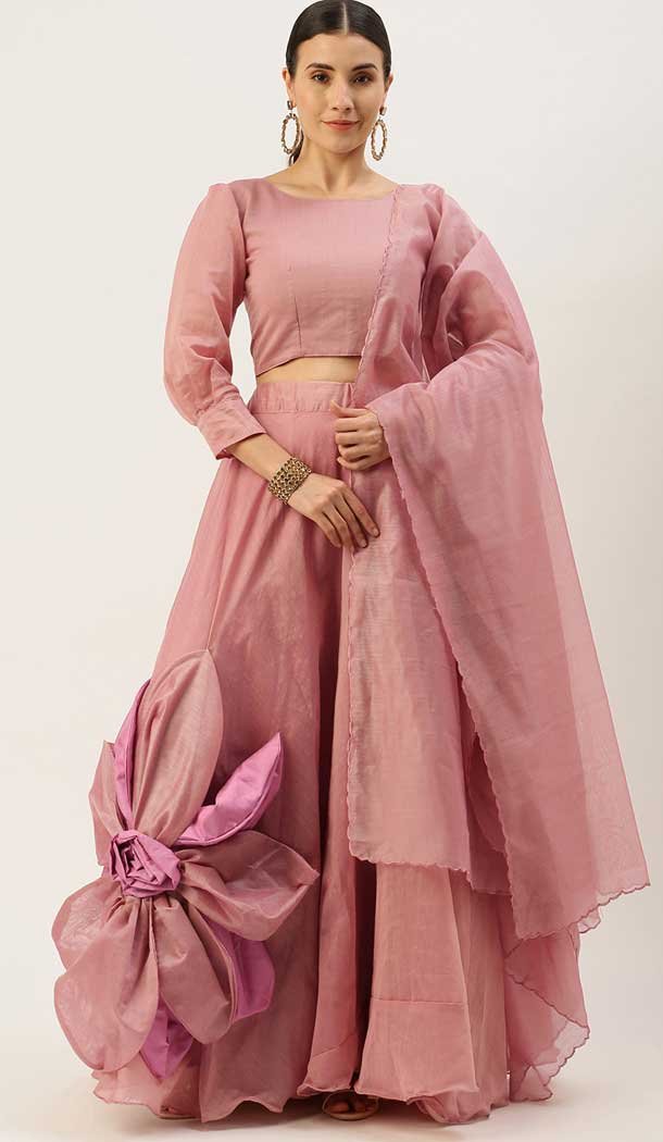 Rose Pink Color Rajwadi Chanderi Silk Traditional Party Wear Plus Size Lehenga Choli -3191145070