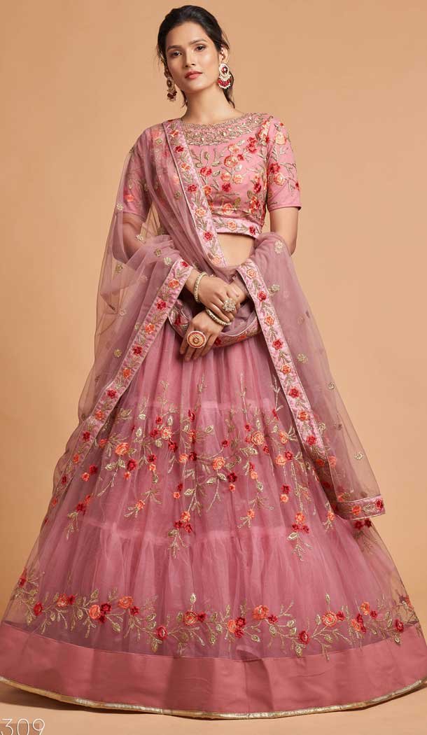 Baby Pink Color Soft Net Fancy Festive Wear Plus Size Lehenga Choli – 3700149112