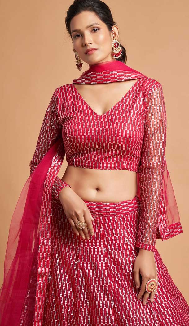 Hot Pink Color Soft Net Fancy Festive Wear Plus Size Lehenga Choli – 3700149113