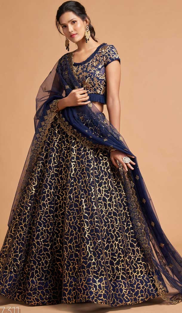 Royal Blue Color Soft Net Fancy Festive Wear Plus Size Lehenga Choli – 3700149114