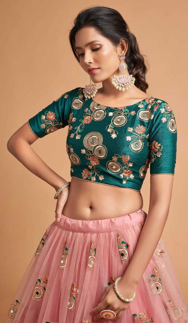 Multi Color Soft Net Fancy Festive Wear Plus Size Lehenga Choli – 3700149118