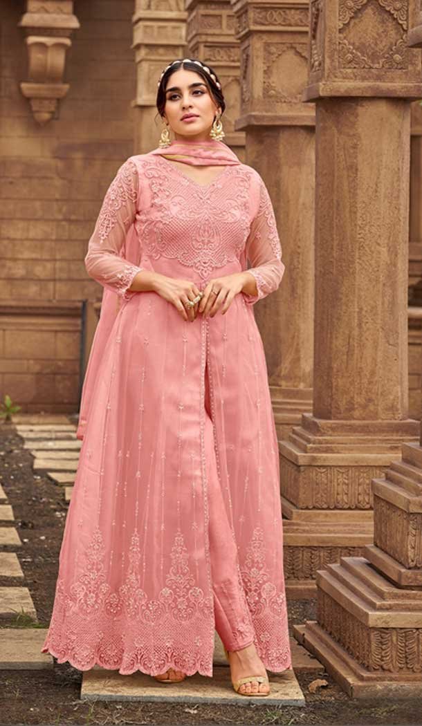 Peach Color Heavy Butterfly Net Trendy Party Wear Salwar Suit -3752149447