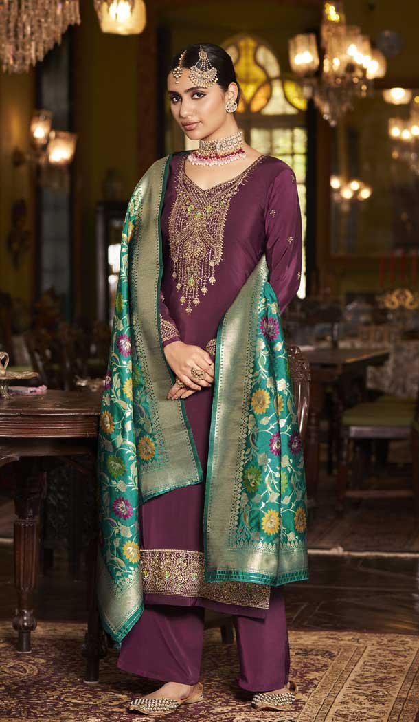 Purple Color Soarer Crepe Evening Party Wear Salwar Kameez -3774149606