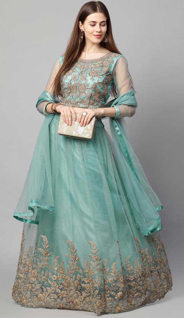 Sky Blue Color Net Function Party Wear Heavy Plus Size Lehenga Choli -3863150222