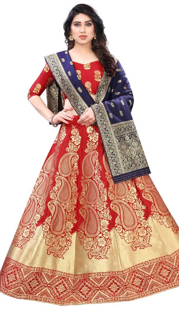 Charming Red Color Silk Blend Function Traditional Plus Size Lehenga Choli -3864150226