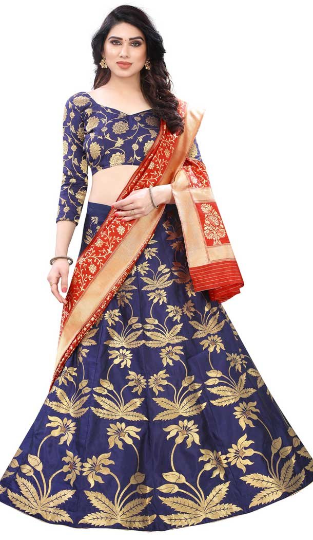 Luscious Blue Color Silk Blend Function Traditional Plus Size Lehenga Choli -3864150229