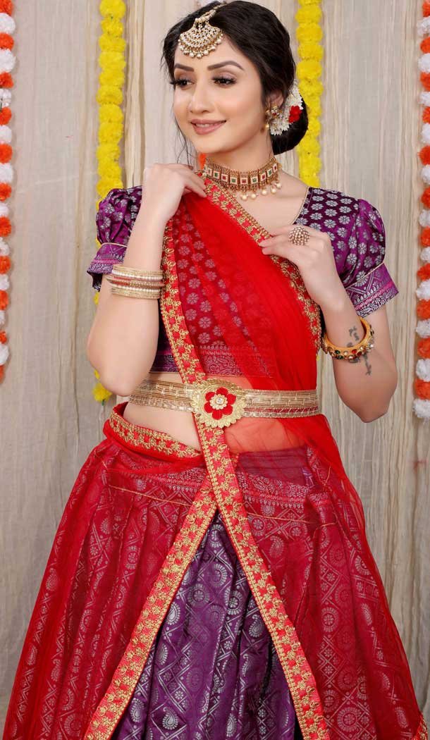 Purple Color Pure Silk Traditional Wear Diwali Special Lehenga Choli -3999151001