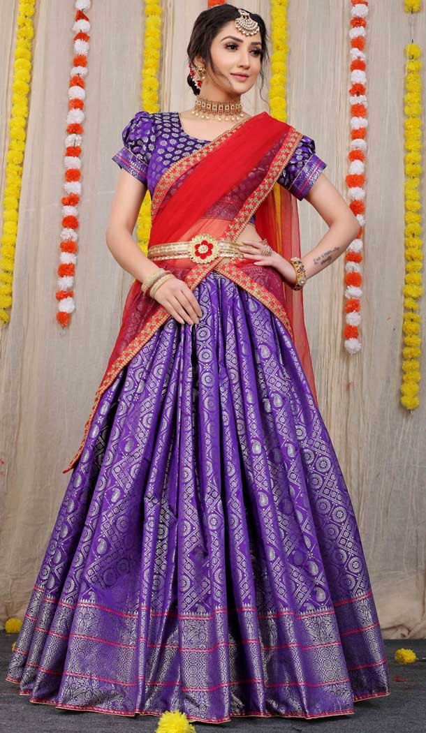 Majesty Purple Color Pure Silk Traditional Wear Diwali Special Lehenga Choli -3999151006