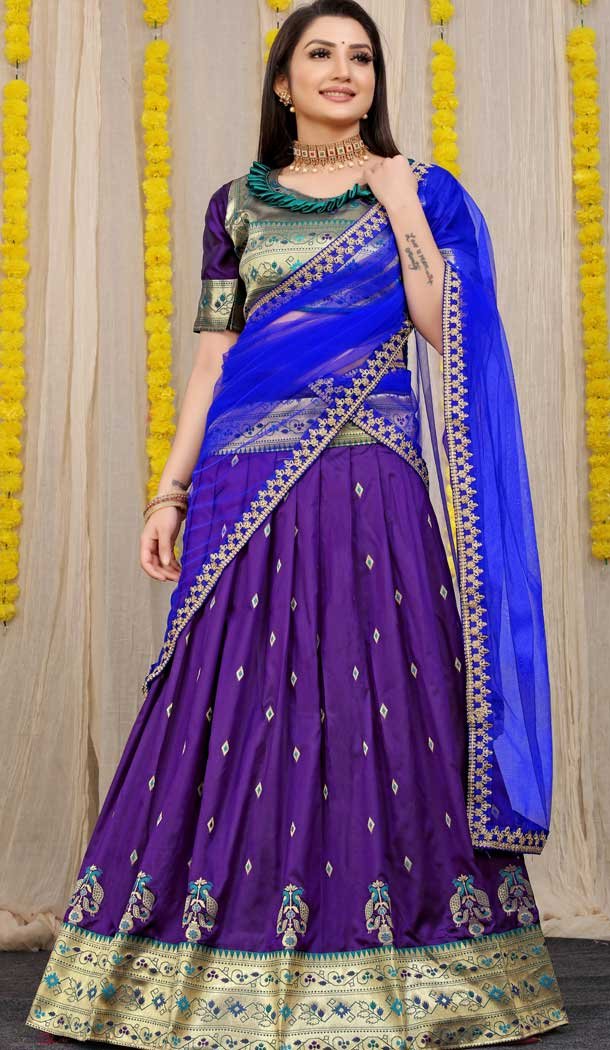 Purple Color Pure Silk Traditional Festive Wear Lehenga Choli -4001151032