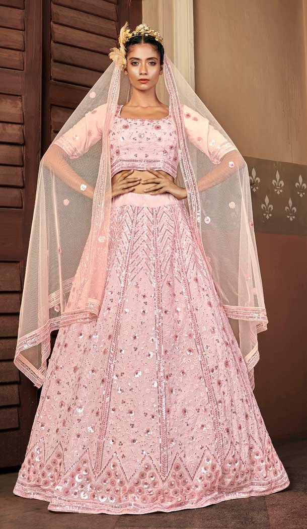 Tranquil White Color Georgette Embroidery Designer Women Lehenga Choli -4420154424