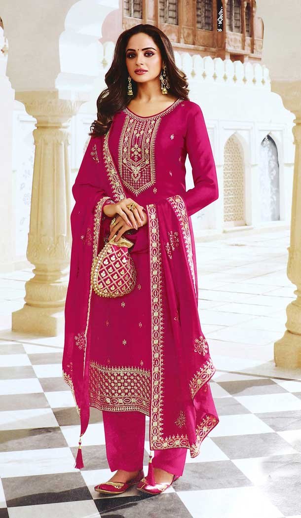 Rani Pink Color Dola Silk Designer Party wear Salwar Suit – 4438154547