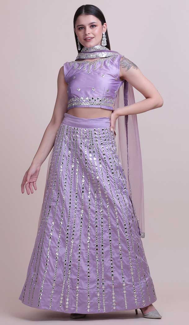 Lavander Color Taffetta Silk Fancy Evening Wear Lehenga Choli – 4449154607