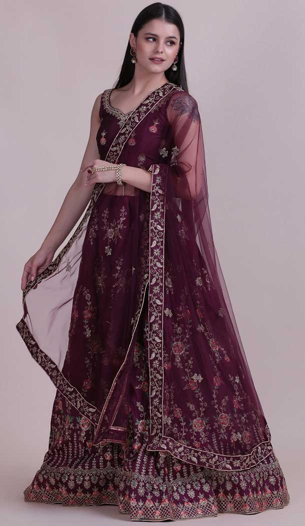 Magenta Color Taffeta Silk Fancy Evening Wear Lehenga Choli – 4449154612