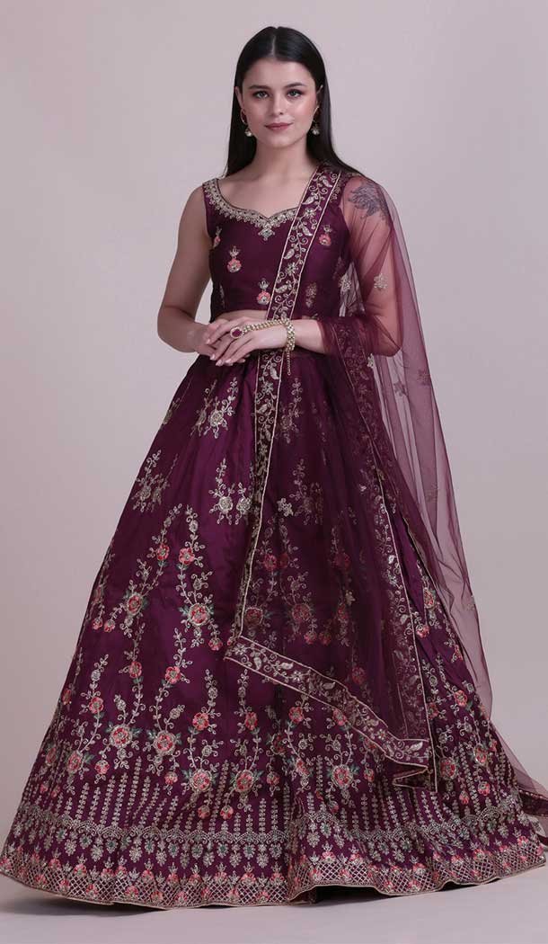 Magenta Color Taffeta Silk Fancy Evening Wear Lehenga Choli – 4449154612