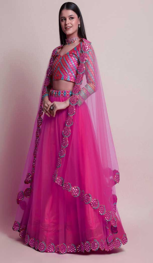 Pink Color Net Fancy Evening Wear Lehenga Choli – 4449154615