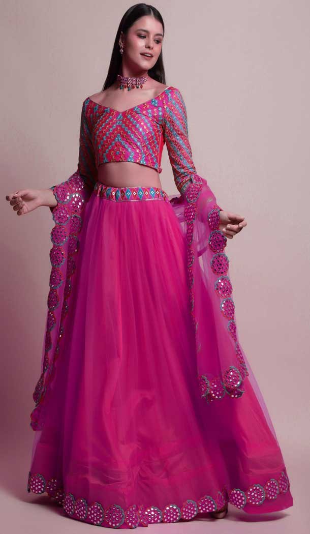 Pink Color Net Fancy Evening Wear Lehenga Choli – 4449154615