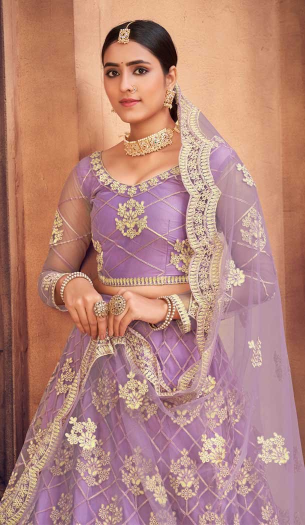 Light Purple Color Net Embroidered Designer Festive Wear Lehenga Choli – 4451154628