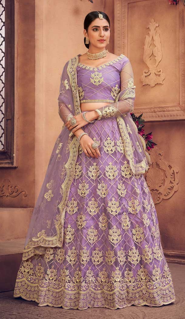 Light Purple Color Net Embroidered Designer Festive Wear Lehenga Choli – 4451154628