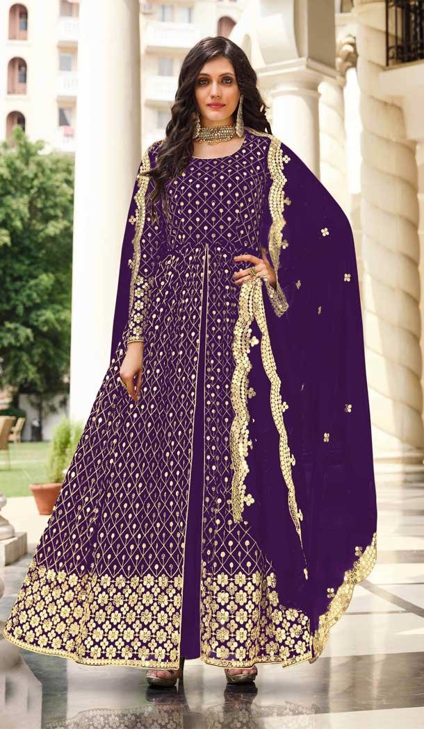 Purple Color Sequence Work Georgette Party Wear Anarkali Salwar Suit -4514155110