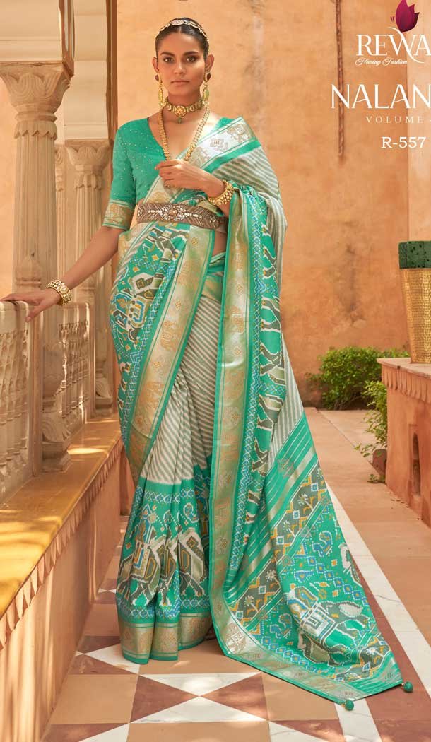 Rust Color Smooth Silk Patola With Sparkle Work Traditional Wear Saree -4575155625