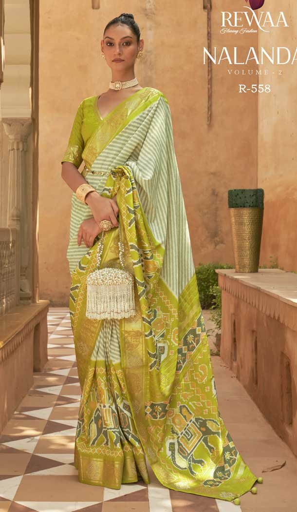 Green Color Smooth Silk Patola With Sparkle Work Traditional Wear Saree -4575155626