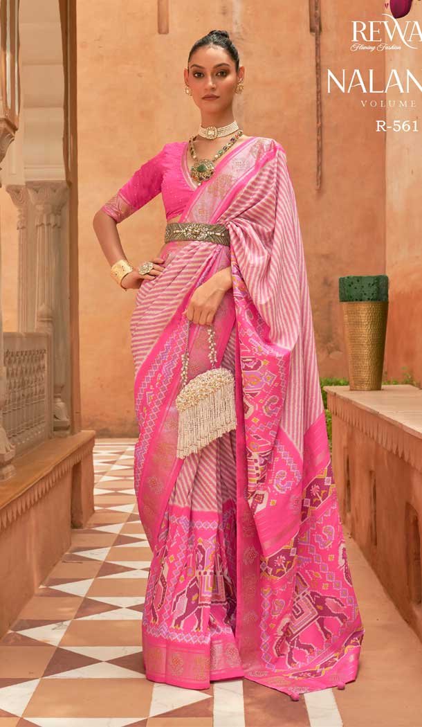 Pink Color Smooth Silk Patola With Sparkle Work Traditional Wear Saree -4575155629