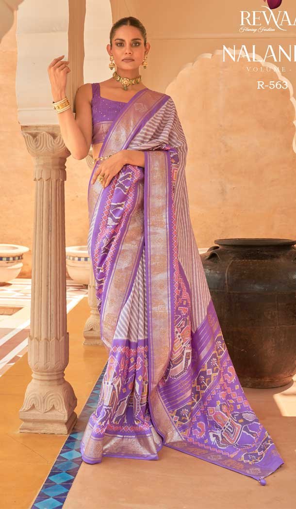 Light Purple Color Smooth Silk Patola With Sparkle Work Traditional Wear Saree -4575155631