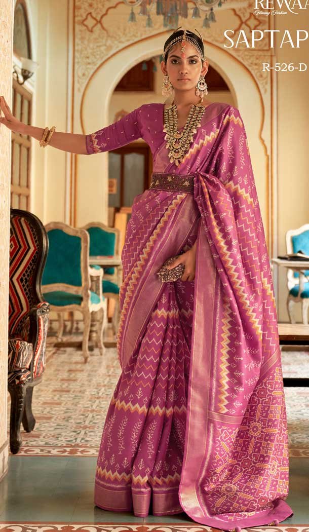 Pink Color Digital Print Work Smooth Patola Silk Casual Wear Women Saree -4630156212