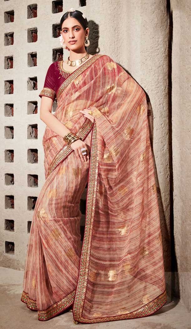 Festive Wear Red Color Zari With Weaving Print Work Pure Cotton Saree -4568155558