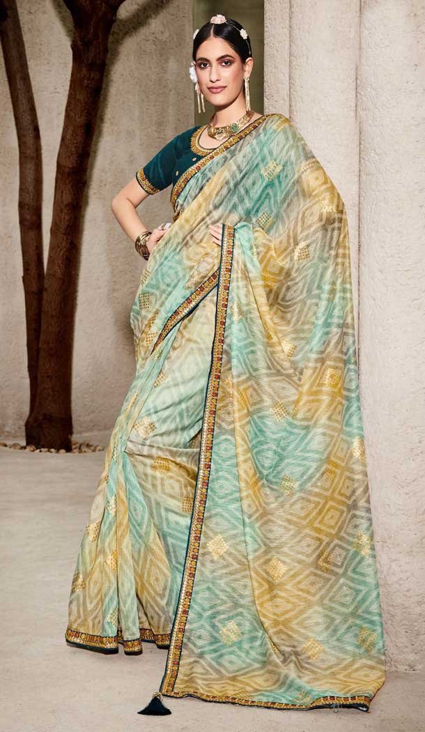 Festive Wear Multi Color Zari With Weaving Print Work Pure Cotton Saree -4568155559