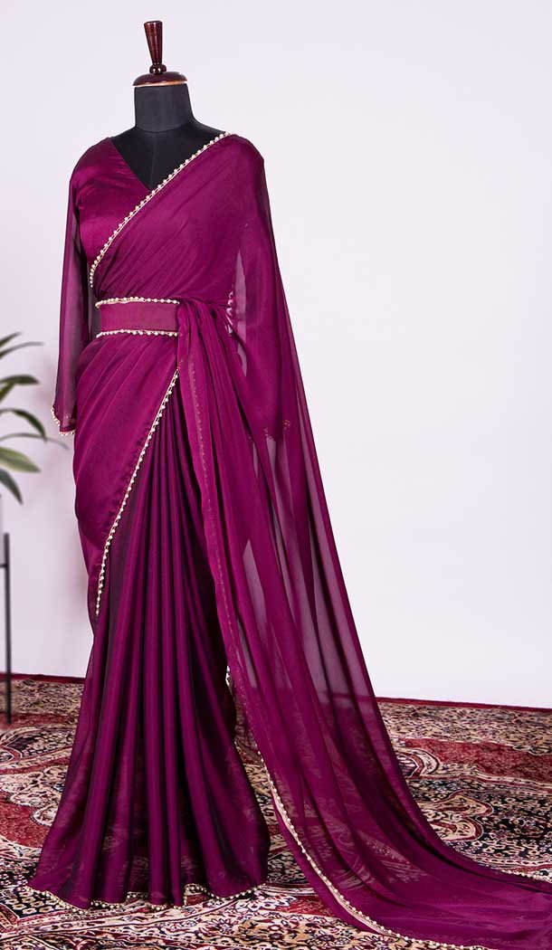 Purple Color Rangoli Silk Pearl Lace Border Casual Wear Saree Blouse -4684156674