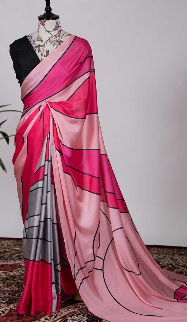 Printed Work Multi Color Japan Satin Silk Casual Party Wear Saree -4685156680