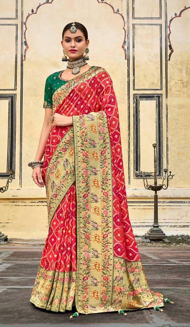 Green Color Embroidery Work Silk Bridal Wedding Wear Saree Blouse -4670156578