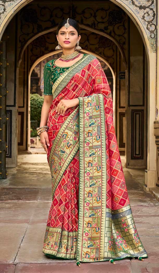 Embroidery Work Green Color Silk Wedding Wear Designer Saree -4670156587