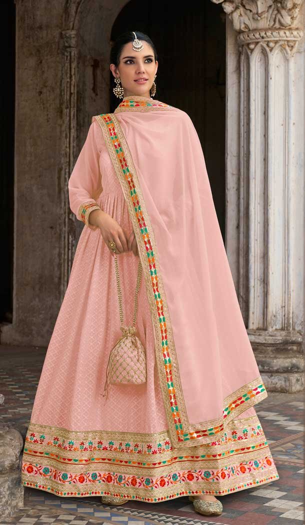 Light Pink Color Georgette Embroidery Designer Anarkali Salwar Kameez -4713156932