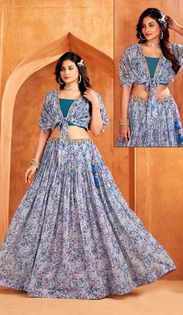 Grey Color Marble Embroidery Work Party Wear Designer Lehenga Choli -4966158895