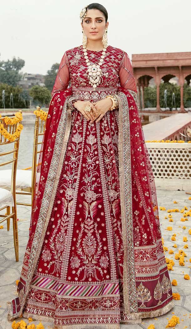 Red Color Butterfly Net Embroidery Work Function Wear Salwar Kameez -5001159135