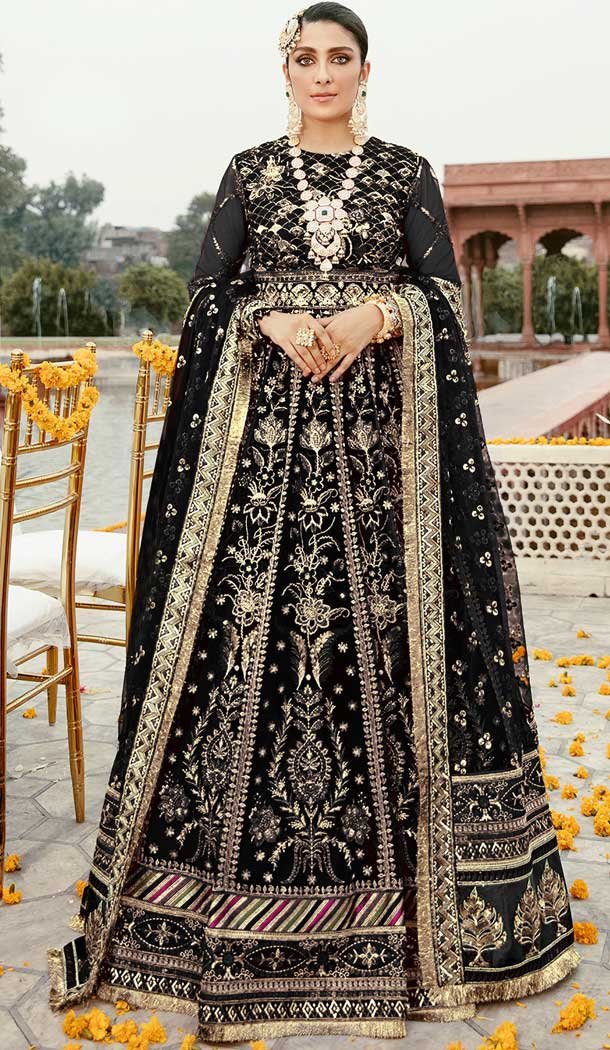 Black Color Butterfly Net Embroidery Work Function Wear Salwar Kameez -5001159137