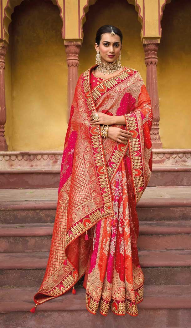 Wedding Wear Dola Viscos Pink Color Embroidery Work Designer Saree -5054159515