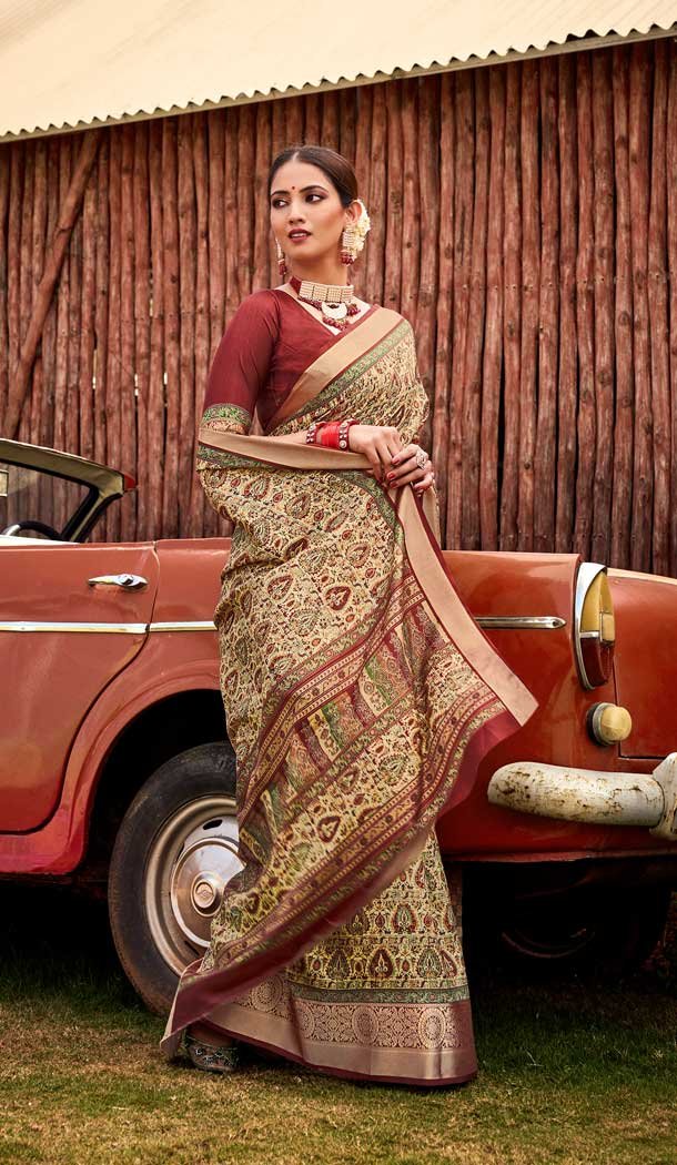 Multi Color Silk Digital Print Work Casual Party Wear Saree -54775162352