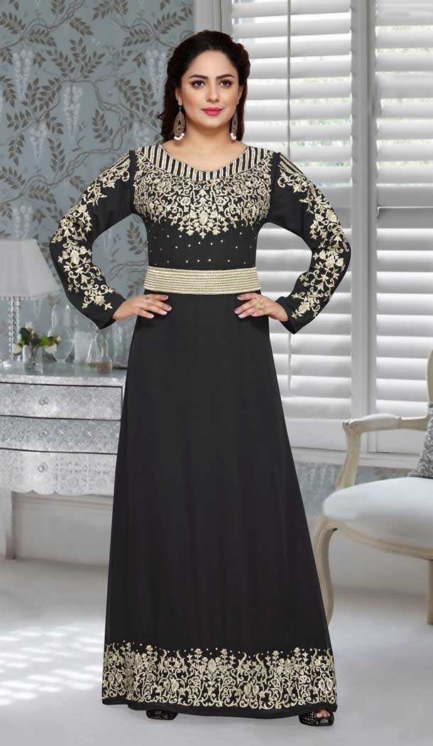 Black Color Fox Georgette Embroidery Work Party Wear Designer Kaftan -5525162683