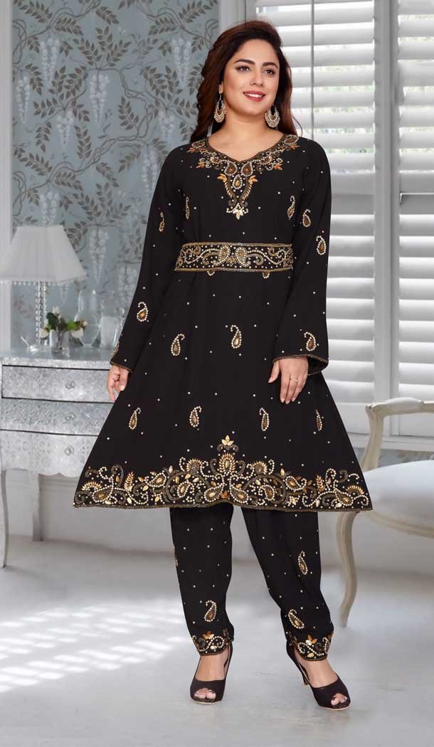 Fox Georgette Black Color Embroidery Work Party Wear Designer Kaftan -5525162691