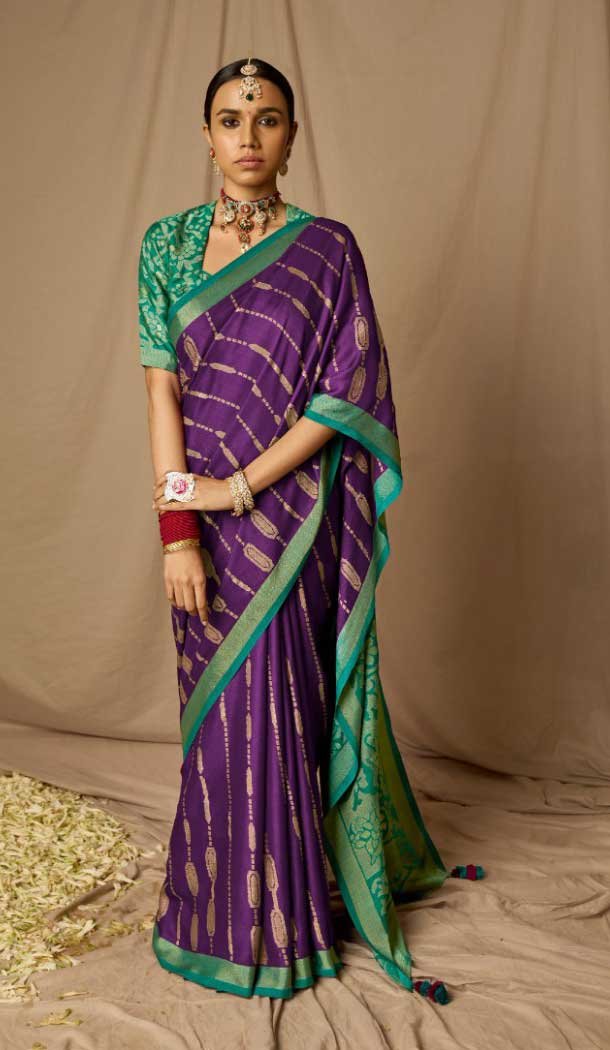 Purple Color Brasso Resham And Zari Work Festival Wear Saree -5971166002